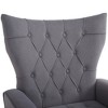 Accent Chair With Ottoman Set Of 2, Velvet Button Armchair With Backrest, Modern Upholstered Sofa Chair With Metal Legs For Living Room - 2 of 4