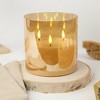 LumiPur XL 6"x6" Premium Design Series Glass Natural Glow 3-Wick Flameless LED Candle Gold - 2 of 4