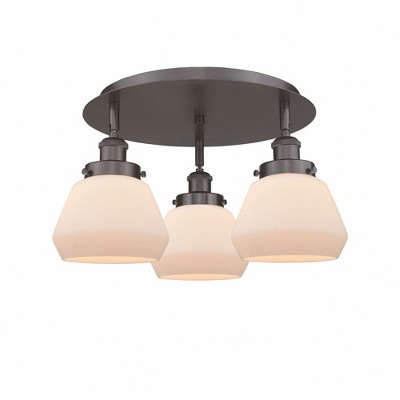 Fulton - 3 Light Flush Mount In Art Deco Style-8 Inches Tall and 18.25 Inches Wide