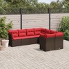 vidaXL 8 Piece Patio Sofa Set with Cushions - Brown and Red - 2 of 4