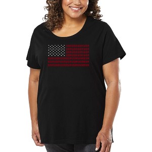 LA Pop Art Women's Word Art T-shirt - USA Flag - 1 of 4