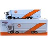 Mitsubishi Fuso Truck with Transporter Light Blue with Orange "Gulf Oil" "Truck64" Series 1/64 Diecast Model by Tarmac Works - 3 of 3