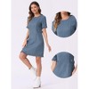 INSPIRE CHIC Women's Tweed Round Neck Short Sleeves Work Elegant Casual A-line Midi Dress - 2 of 4
