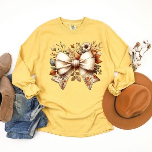 Simply Sage Market Women's Fall Flower Coquette Long Sleeve Garment Dyed Tee - 1 of 4