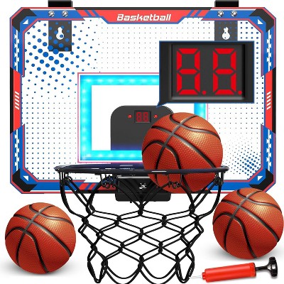 Mini Basketball Hoop Over Door with Electronic Scoreboard Indoor Sport Toy for Boys Ages 5-10