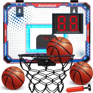 Mini Basketball Hoop Over Door with Electronic Scoreboard Indoor Sport Toy for Boys Ages 5-10 - 1 of 4