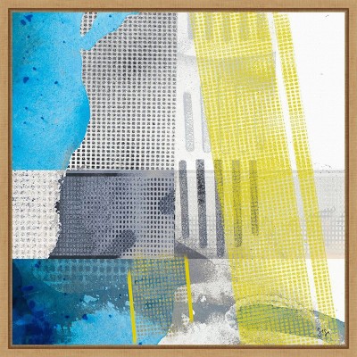 Origin Yellow I Abstract Canvas Print with Maple Floater Frame