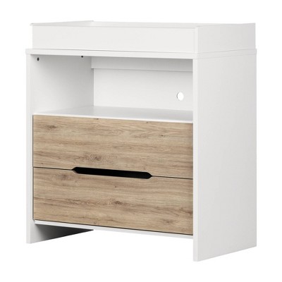 Cookie Changing Table - Pure White and Rustic Oak - South Shore