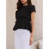 INSPIRE CHIC Women's Peplum Summer Smocked Ruched Crew Neck Cap Sleeve Babydoll Tunic Blouse - 4 of 4