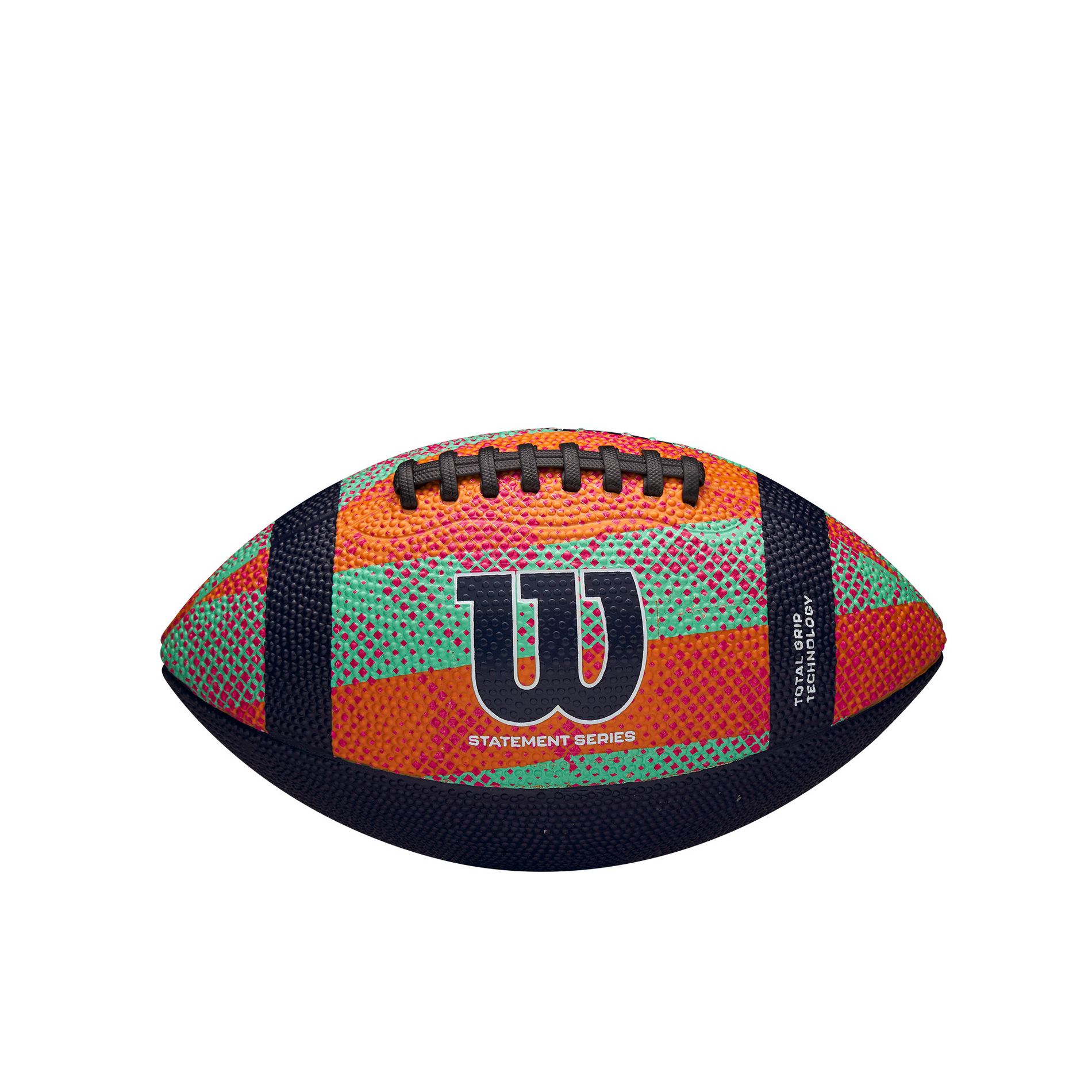 Wilson NCAA Statement Jr Football - Orange/Navy: Junior Size Rubber Shell