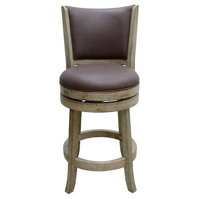 24" Toledo Swivel Counter Height Barstool Weathered White/Dark Mocha - Boraam