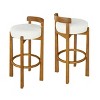 Set of 4 Indoor Wooden Low Back Barstools,Fabric Upholstered Barstools with Rubberwood Frame,Modern Dining Chairs for Home Bars-Cuddlewood - 2 of 4