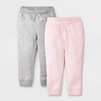 Toddler Girls' 2pk Fleece Jogger Pants - Cat & Jack™ Gray/Pink