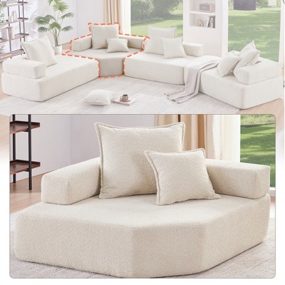 47.5" Boucle Modular Corner Frame with Fully Compressed Design