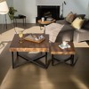 Lovmor 33.86"Modern Retro Splicing Round Coffee Table,Fir Wood Table Top with Gold Cross Legs Base - 3 of 4