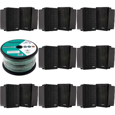 Kicker (8 Pair ) KB6B 2-Way Full Range Indoor Outdoor Speakers (Pair) Weatherproof Speakers for Patio Garage Poolside in-Home, Black & 400ft Marine...