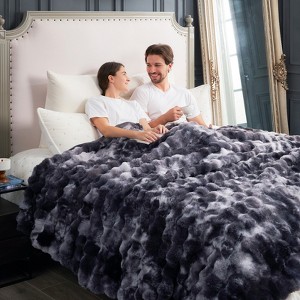 Cozy Bliss Bubble Faux Fur Throw Blankets, Plush Soft Thick Blanket for Sofa, Bedroom, Living Room - 1 of 4