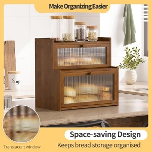 MOEPISY Brown Double Layer Bamboo Bread Box for Kitchen Counter - 1 of 4