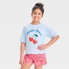 Girls' SmileyWorld Graphic T-Shirt & Boxer Pajama Set - Blue - 3 of 4