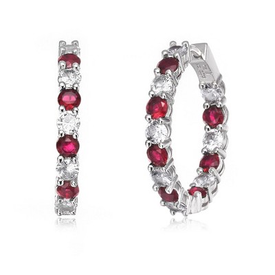 Luxurious Inside-Out Hoop Earrings Embellished with sapphire and Sparkling Cubic Zirconia for a Bold and Elegant Statement