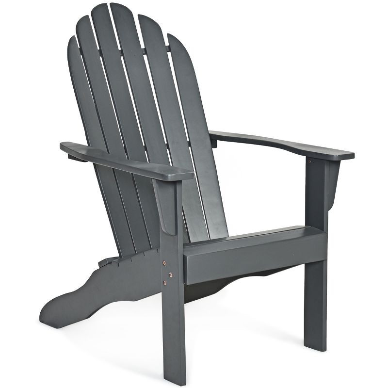 Costway Outdoor Adirondack Chair Solid Wood Durable Patio Garden Furniture GrayNaturalWhite, 4 of 10