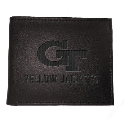 Evergreen NCAA Georgia Tech Yellow Jackets Black Leather Bifold Wallet Officially Licensed with Gift Box