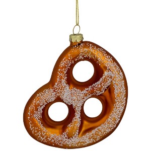 Northlight 4.5" Salted Soft Pretzel Glass Christmas Ornament - 1 of 4