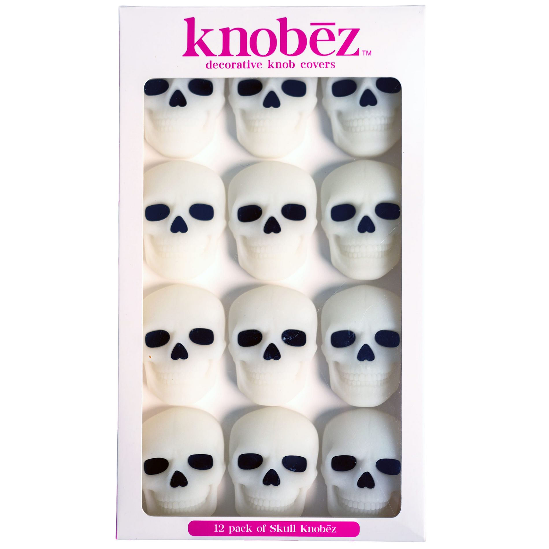 Knobēz: Decorative Knob Cover, Skull, 12pk, Stretch Over Hardware Decorations