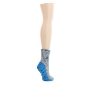 Memoi Women's Snowflake Block Chenille Non-Skid Slipper Sock - 1 of 2