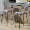 OUTSUPPLY Luxury Corduroy Bar Stool with Back, Golden Base & Footrest for Kitchen Island, Cafe, Vanity - 2 of 4