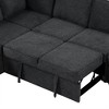 VYNXARIA 126in L-shaped Sofa Sectional Sofa Couch Pull-out Sofa Bed with Charging Devices and Cup Holders for Living Room, Blue Black - 4 of 4