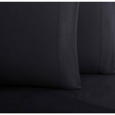 Black Queen Brushed Microfiber Polyester 4-Piece Sheet Set