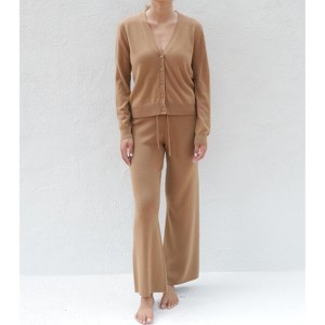 Women's Cashmere & Merino Blend Solara V-Neck Cardigan in Camel by Tomorrow Studio - 1 of 4