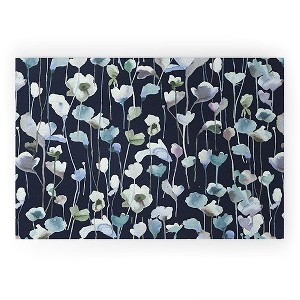 Ninola Design Watery Abstract Flowers Navy Looped Vinyl Welcome Mat - Society6 - 1 of 2