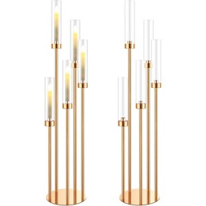5-arm Gold Floor Candlestick, High-metal Candle Center Piece, Suitable for Weddings, Birthday Parties, Home Decoration, Christmas, LED Candles - 1 of 4