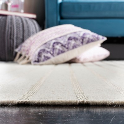 Handwoven White Wool 6' Square Dhurrie Area Rug