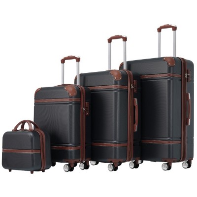 4 Piece ABS Luggage Set with Spinner Wheels TSA Lock and Travel Cosmetic Case Lightweight for Vacation - Cuddlewood