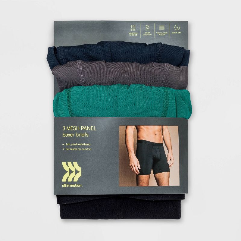 Men's Jersey Mesh Performance Boxer Briefs 3pk - All in Motion™, 3 of 5