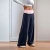 Womens Wide Leg Pants Color Block Velvet Wide Leg Lounge Long Pants - 4 of 4
