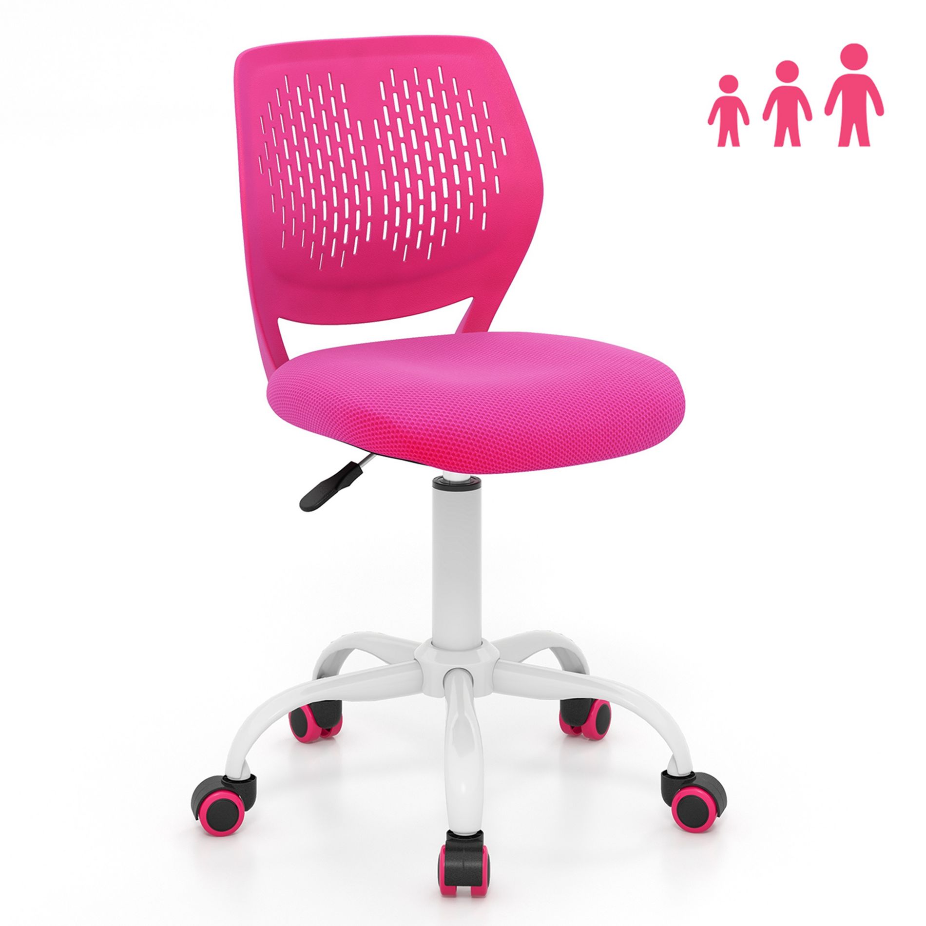 Costway Kids Desk Chair Ergonomic Swivel Children Mesh Study Height Adjustable Rose