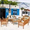 Costway 8 PCS Outdoor Acacia Wood Sofa Furniture Set Cushioned Chair Coffee Table Garden - 3 of 4
