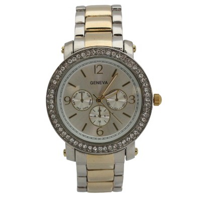 OLIVIA PRATT RHINESTONE BEZEL BRACELET METAL WATCH