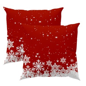 Christmas Decorations Throw Pillow Covers 18x18 Inch Set of 2, Red Xmas - 1 of 4