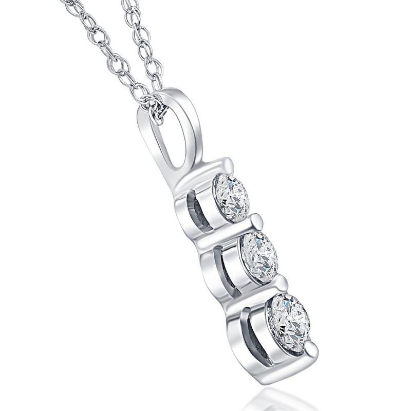 Pompeii3 1.00 Ct 3 - Stone Natural Diamond Pendant available in 14K White and Yellow Gold, 3 of 6