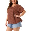 Agnes Orinda Women's Plus Size V-Neck Single Breasted Floral Print Blouses - 2 of 4