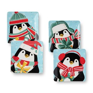 Certified International (Set of 4) 8.5" Christmas Whimsy Penguin Dessert Plates - 1 of 4