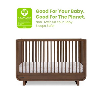 Teak Brown 4-in-1 Convertible Crib with Round Spindles