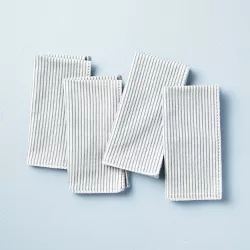 4pk Tick Stripe Cloth Napkin Set Blue/Sour Cream - Hearth & Hand™ with Magnolia