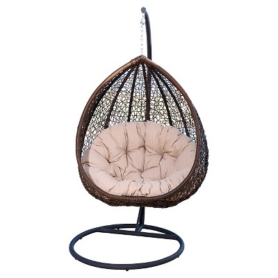 Newport Outdoor Wicker Swing Chair Beige Brown Abbyson Living