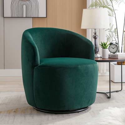 PAGED Swivel Accent Chair Teddy Fabric Armchair with Upholstered, Barrel Chair with Round Swivel Base for Living Room